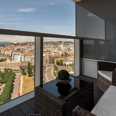 Panorama - Sunset And Castle View, 22Nd Floor, Garage, Ac Apartment Bratislava Bagian luar foto